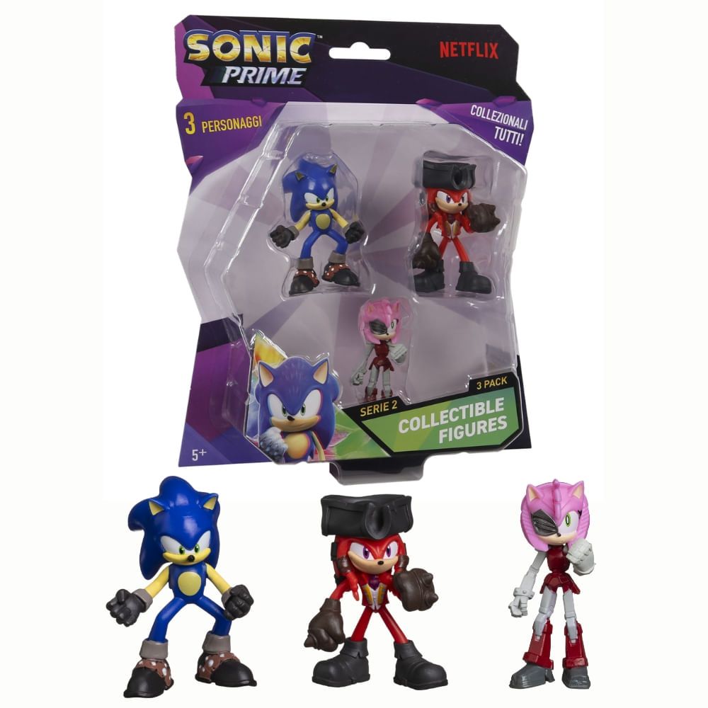 Sonic 3 Bonecos Sonic, Knuckles Pirata e Rusty Rose - Candide