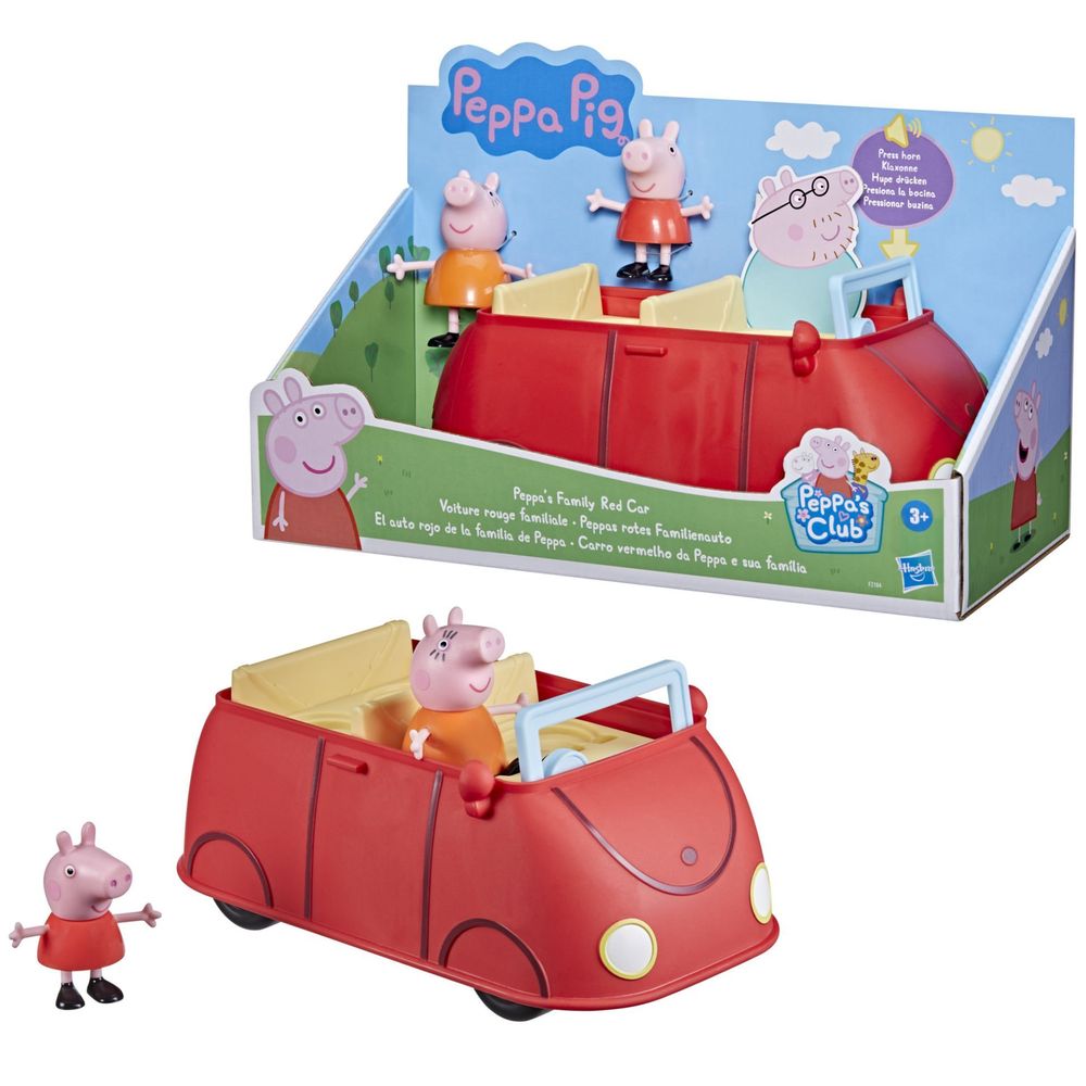 Peppa Pig com Veículo Carro Vermelho e Sua Família - Hasbro