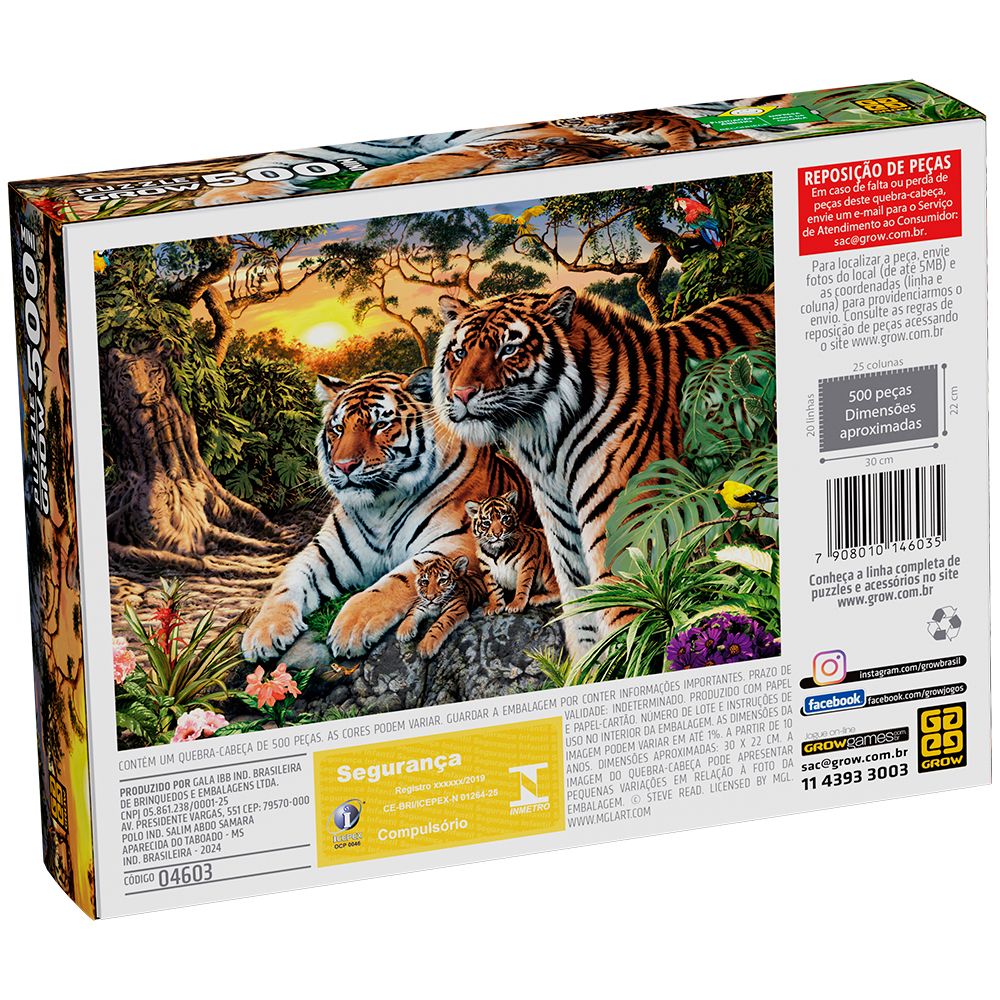 Puzzle 500 Peças Mini Tigres - Grow - Imagem 3