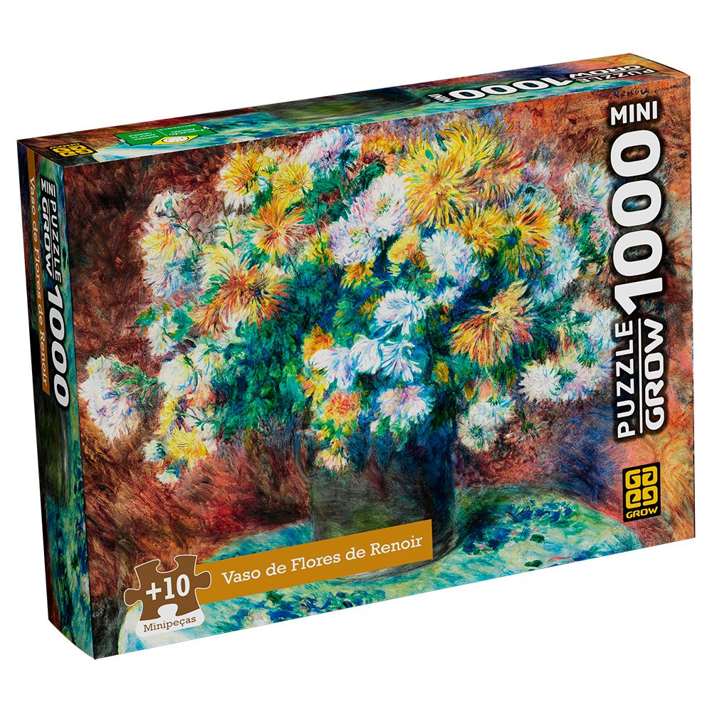 Puzzle 1000 Peças Mini Vaso de Flores de Renoir - Grow