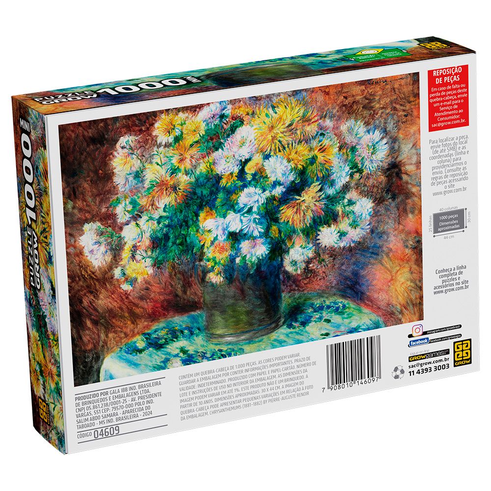 Puzzle 1000 Peças Mini Vaso de Flores de Renoir - Grow - Imagem 3