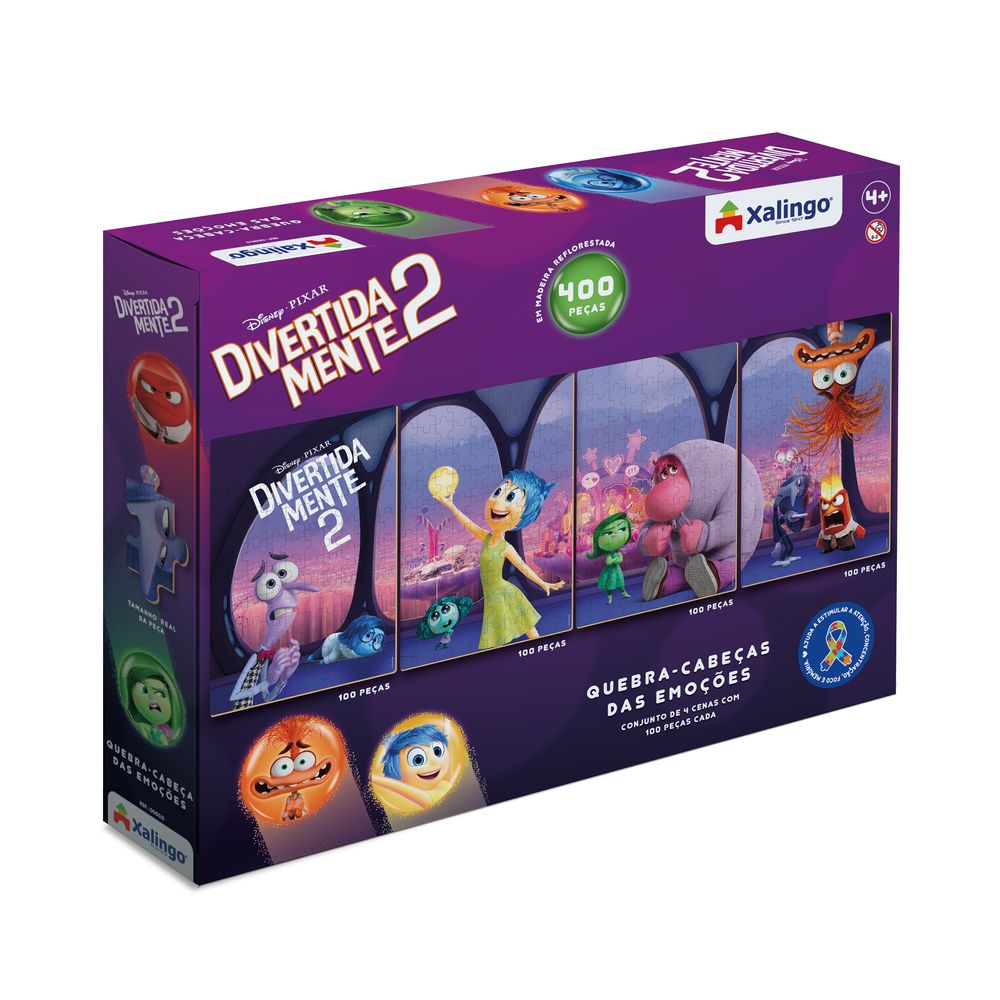 Quebra-Cabeça Emoções Divertidamente 2 4X100 Peças - Xalingo