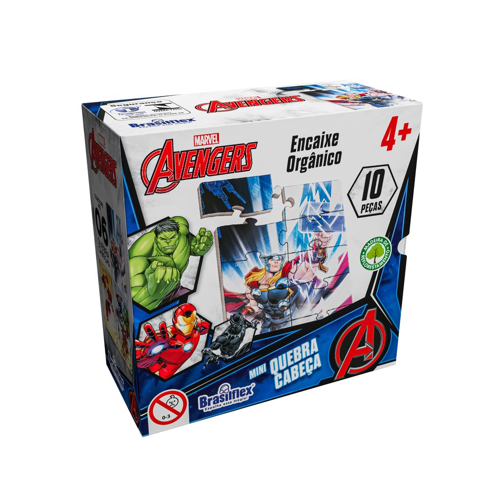 Mini Quebra-Cabeça Avengers Madeira Display com 6 - Pais e Filhos - Imagem 2