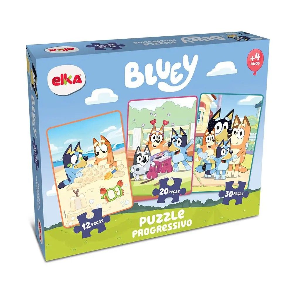 Puzzle Progressivo Bluey 12, 20 e 30 Peças - Elka