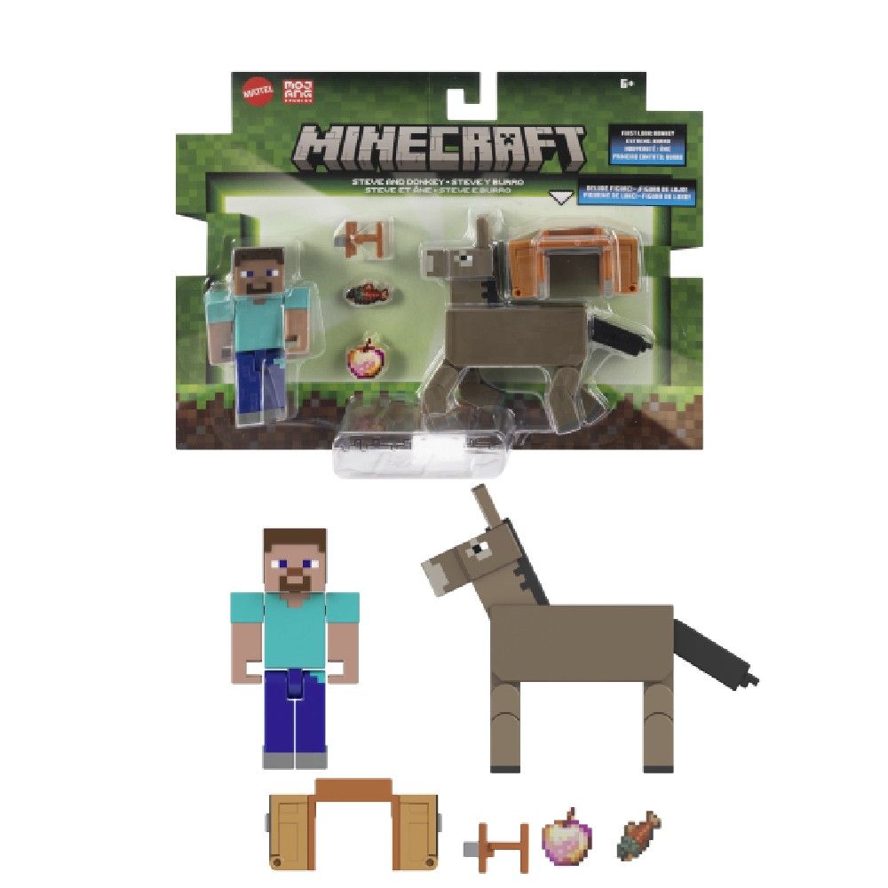 Minecraft Vanilla 2 Figuras Steve e Burro - Mattel