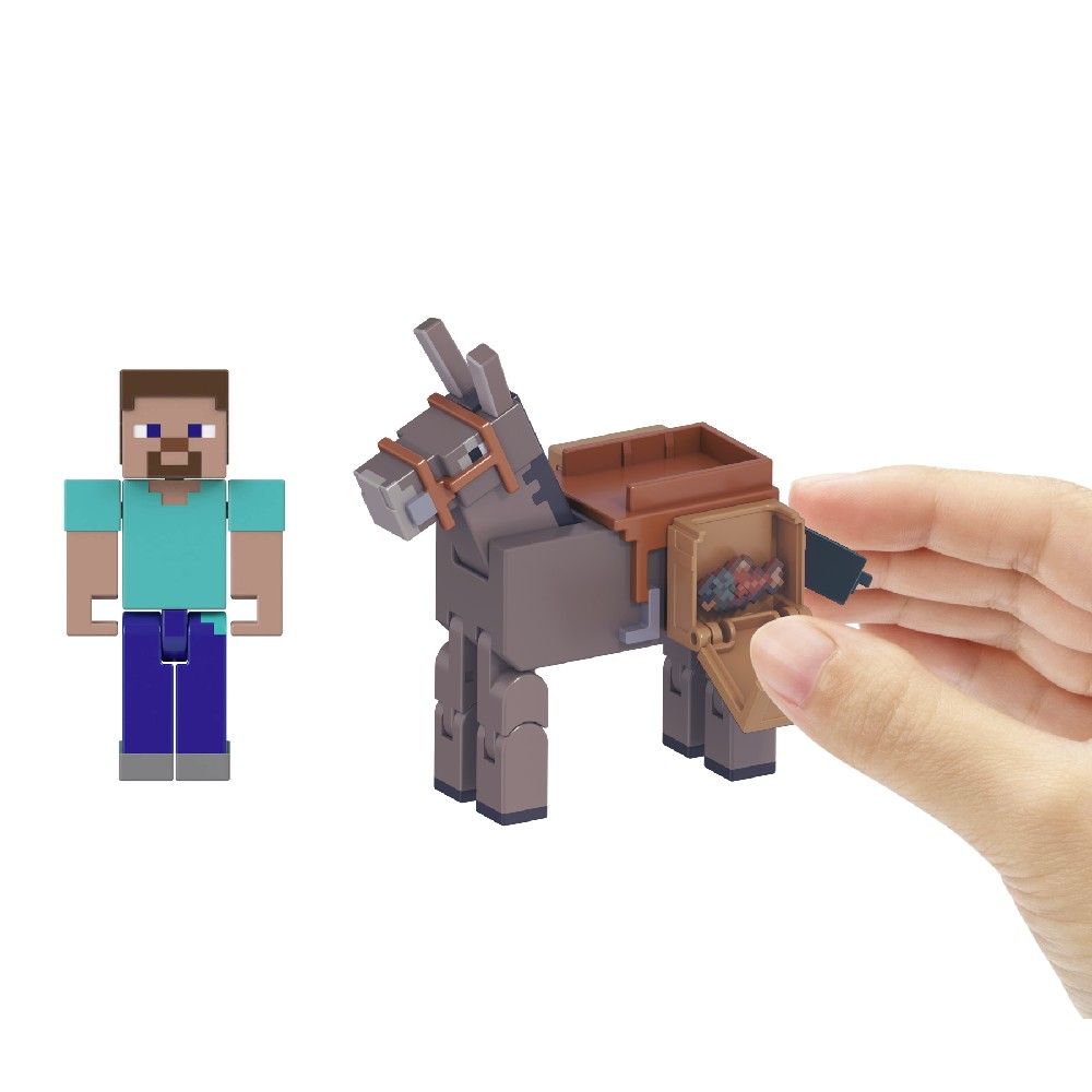 Minecraft Vanilla 2 Figuras Steve e Burro - Mattel - Imagem 5