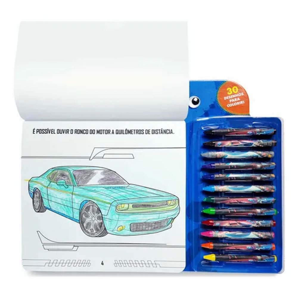 Colorindo Carros Livro com Giz de Cera - Ciranda Cultural - Imagem 2
