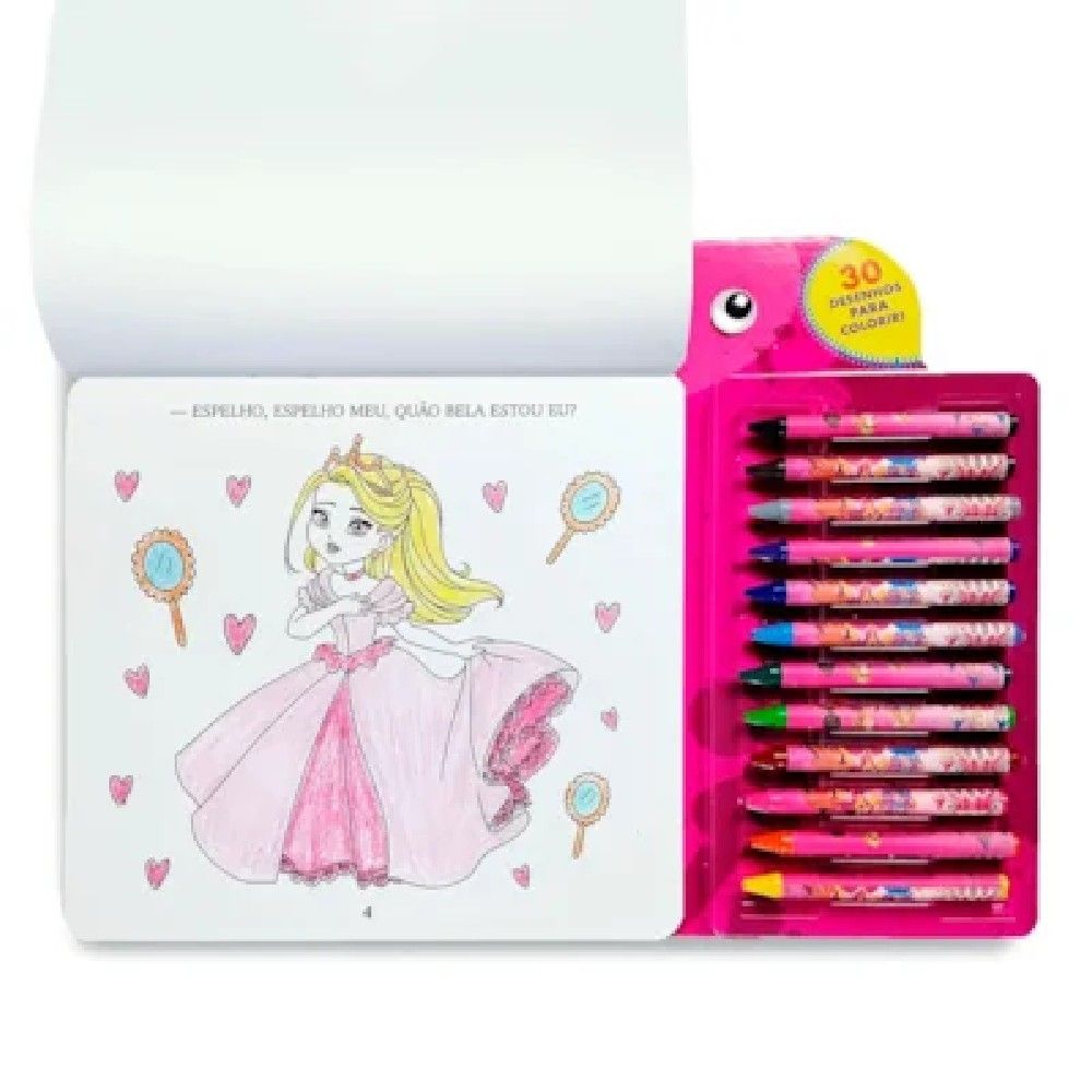 Colorindo Princesas Livro com Giz de Cera - Ciranda Cultural - Imagem 2