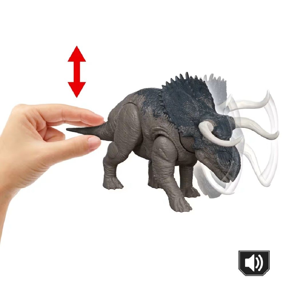 Jurassic World Rebirth Rugido Selvagem Nasutoceratops - Mattel - Imagem 4