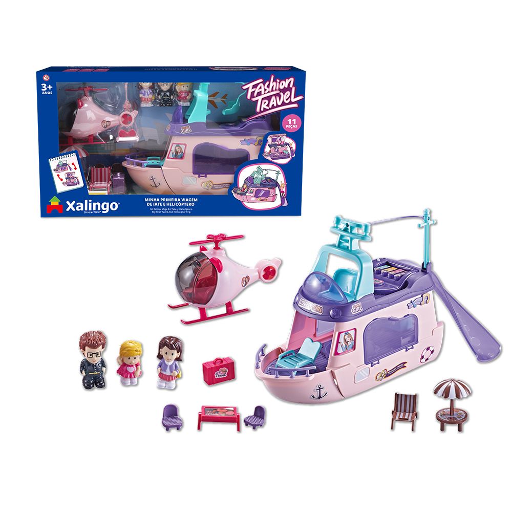 Playset Minha Primeira Viagem Iate e Helicóptero - Xalingo