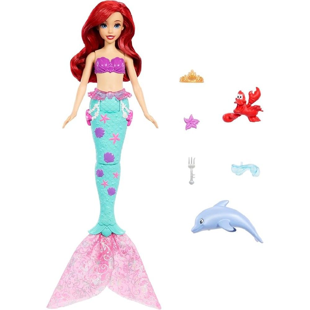 Disney Princesa Ariel com Golfinho e Sebastian - Mattel - Imagem 2