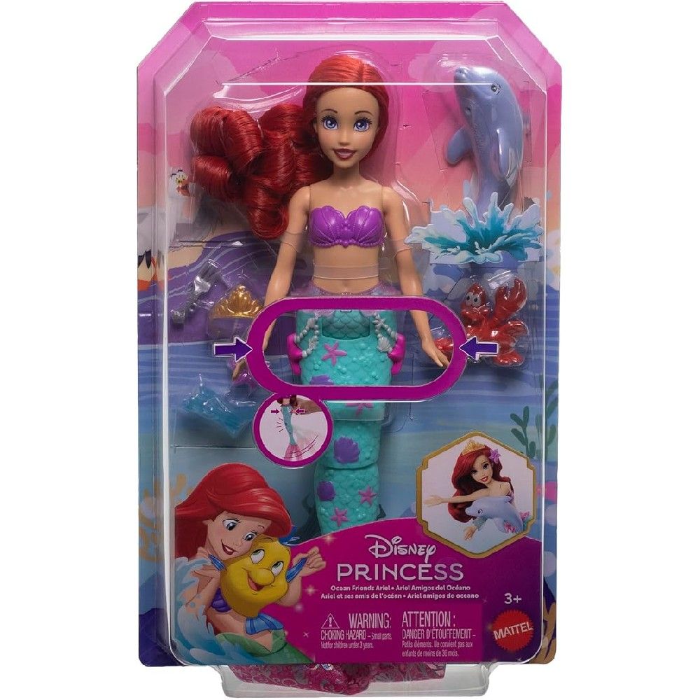 Disney Princesa Ariel com Golfinho e Sebastian - Mattel - Imagem 6
