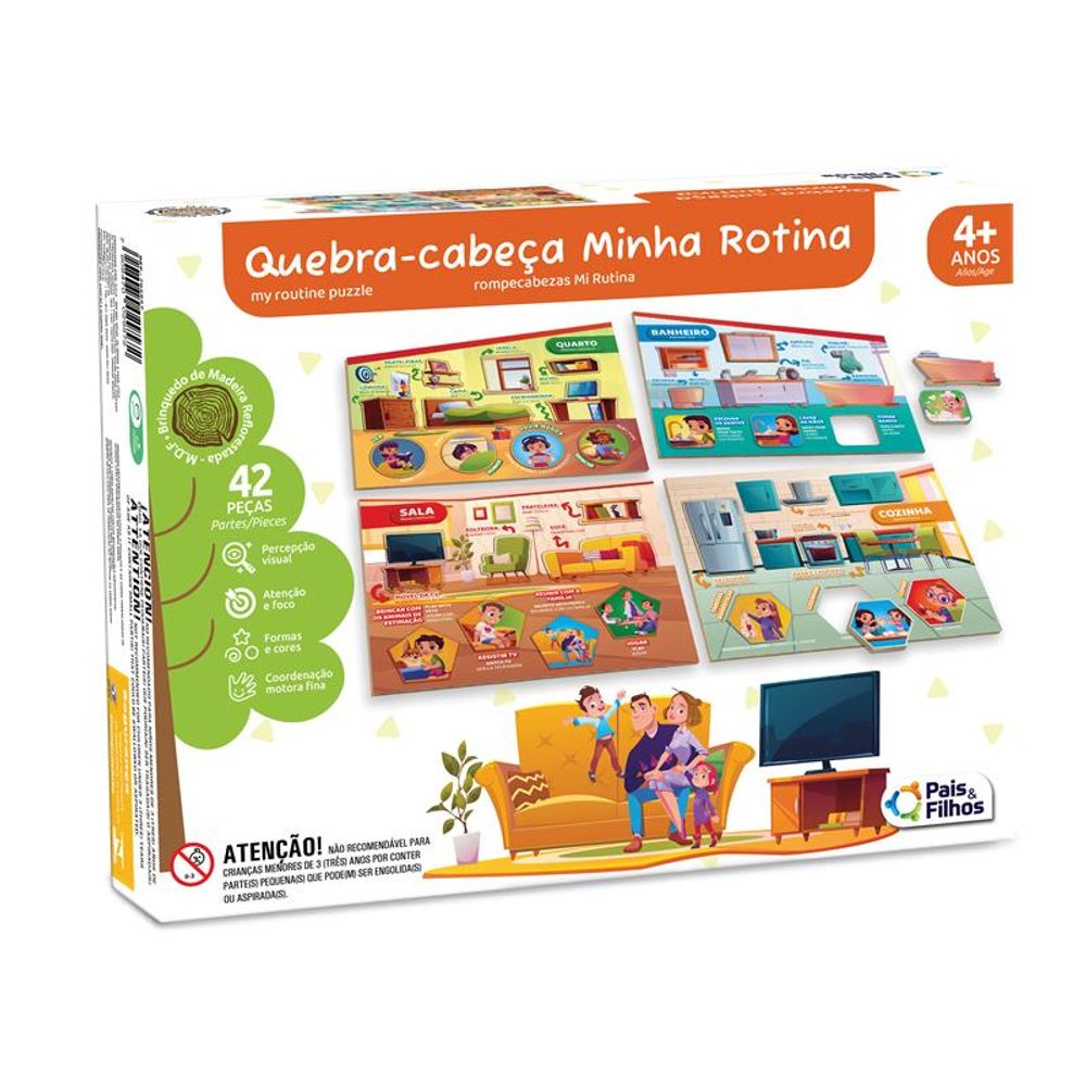 Quebra-Cabeça Minha Rotina 42 Peças - Pais e Filhos
