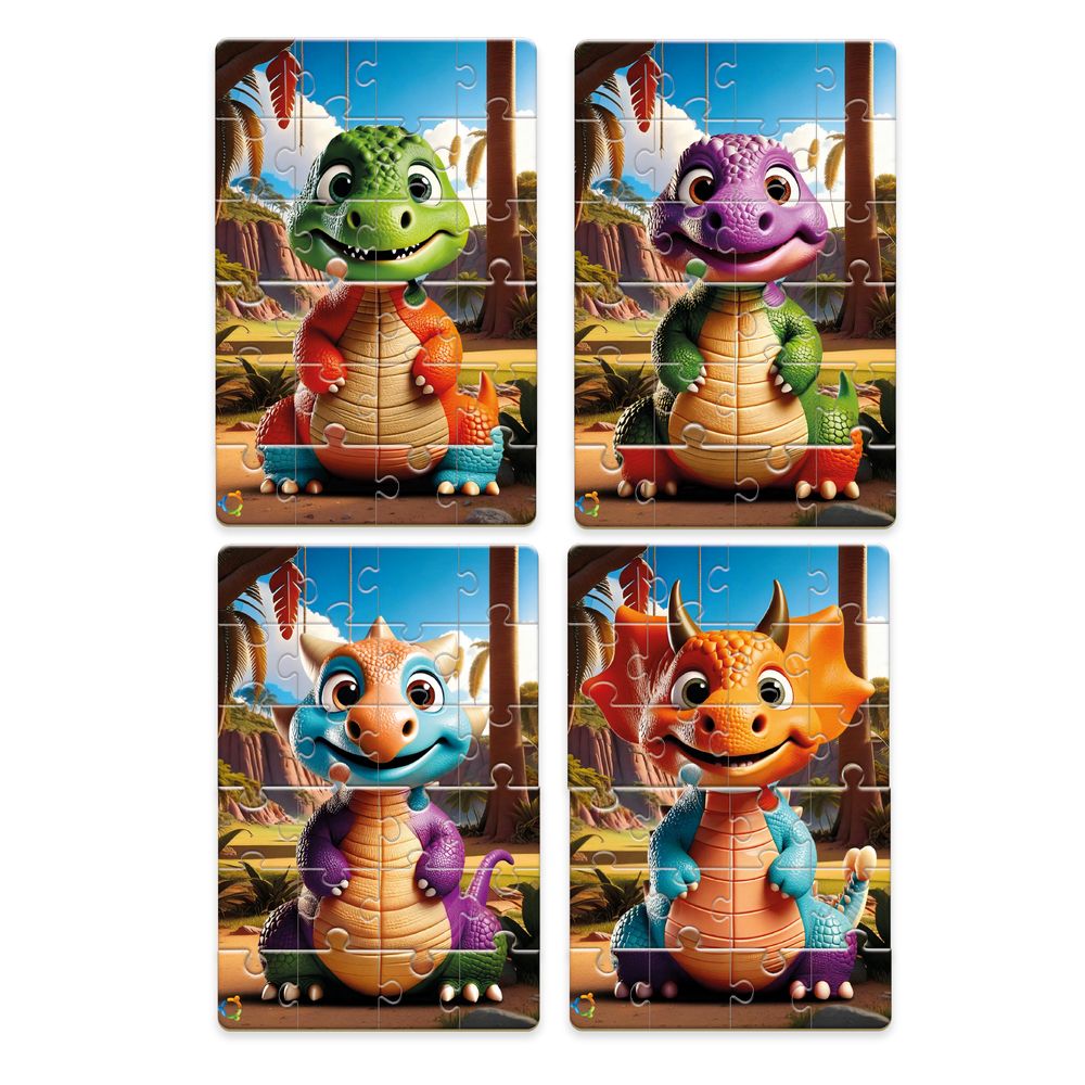 Quebra-Cabeça 4 em 1 Dino Mix 96 Peças - Pais e Filhos - Imagem 2