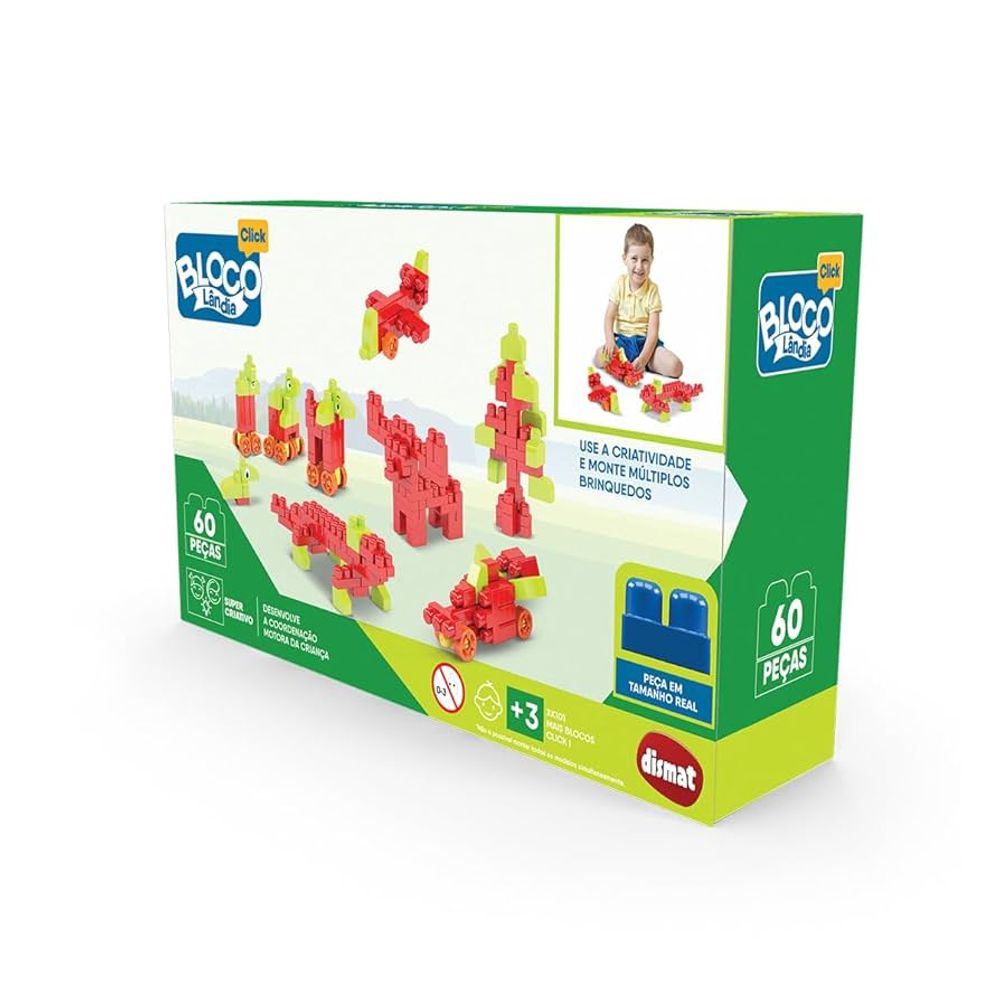 Mais Blocos Blocolândia Click 60 Peças - Dismat
