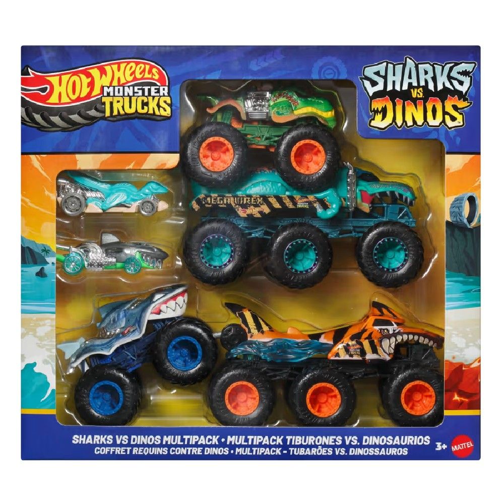 Hot Wheels Monster Trucks Tubarões vs Dinossauros - Mattel