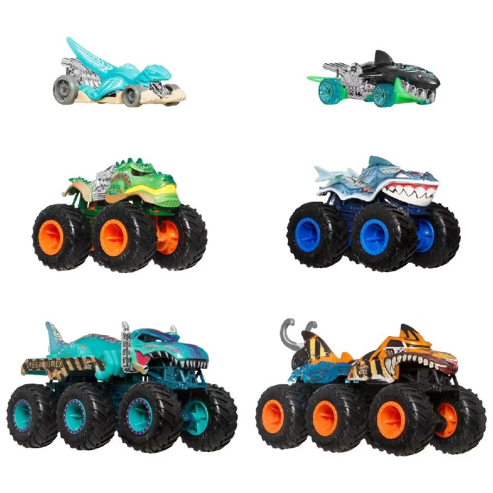 Hot Wheels Monster Trucks Tubarões vs Dinossauros - Mattel - Imagem 2
