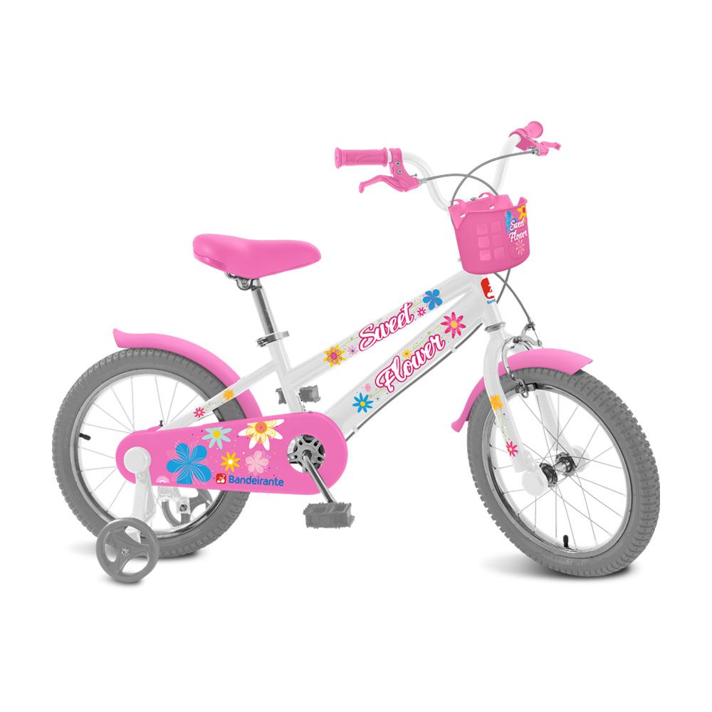 Bicicleta Aro 16 Sweet Flower Branca - Bandeirante
