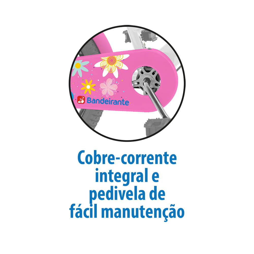 Bicicleta Aro 16 Sweet Flower Branca - Bandeirante - Imagem 3