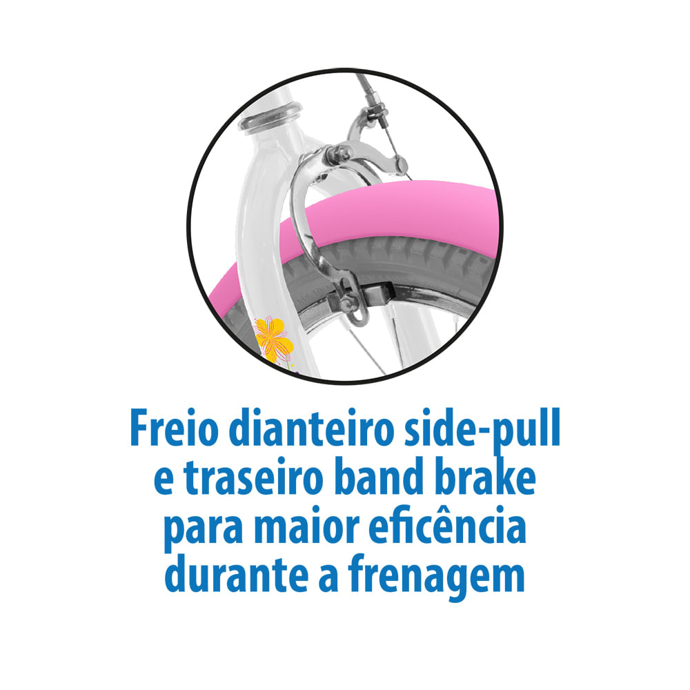 Bicicleta Aro 16 Sweet Flower Branca - Bandeirante - Imagem 4