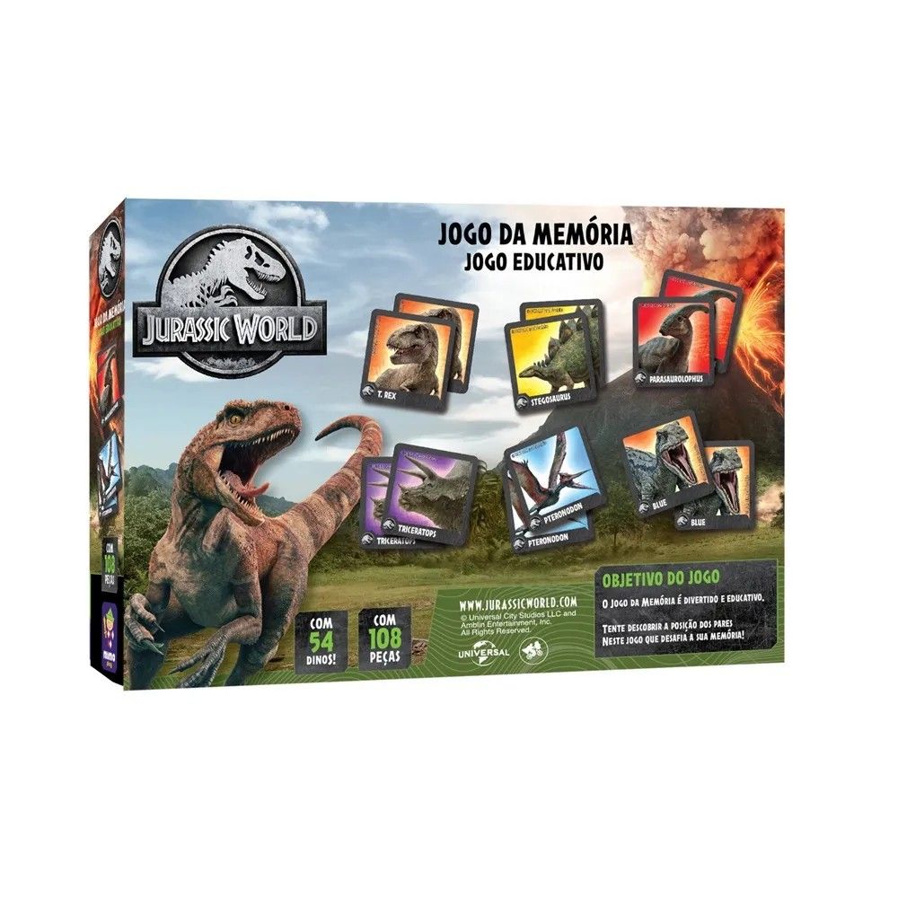 Jogo Memória Jurassic World 108 Peças - Mimo - Imagem 3