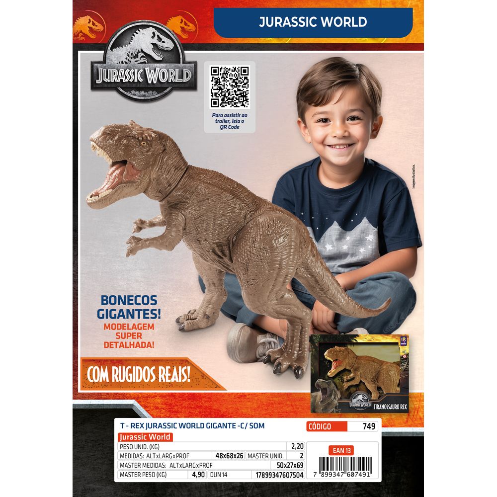 Boneco T-Rex Gigante Articulado com Som Jurassic World - Mimo - Imagem 2