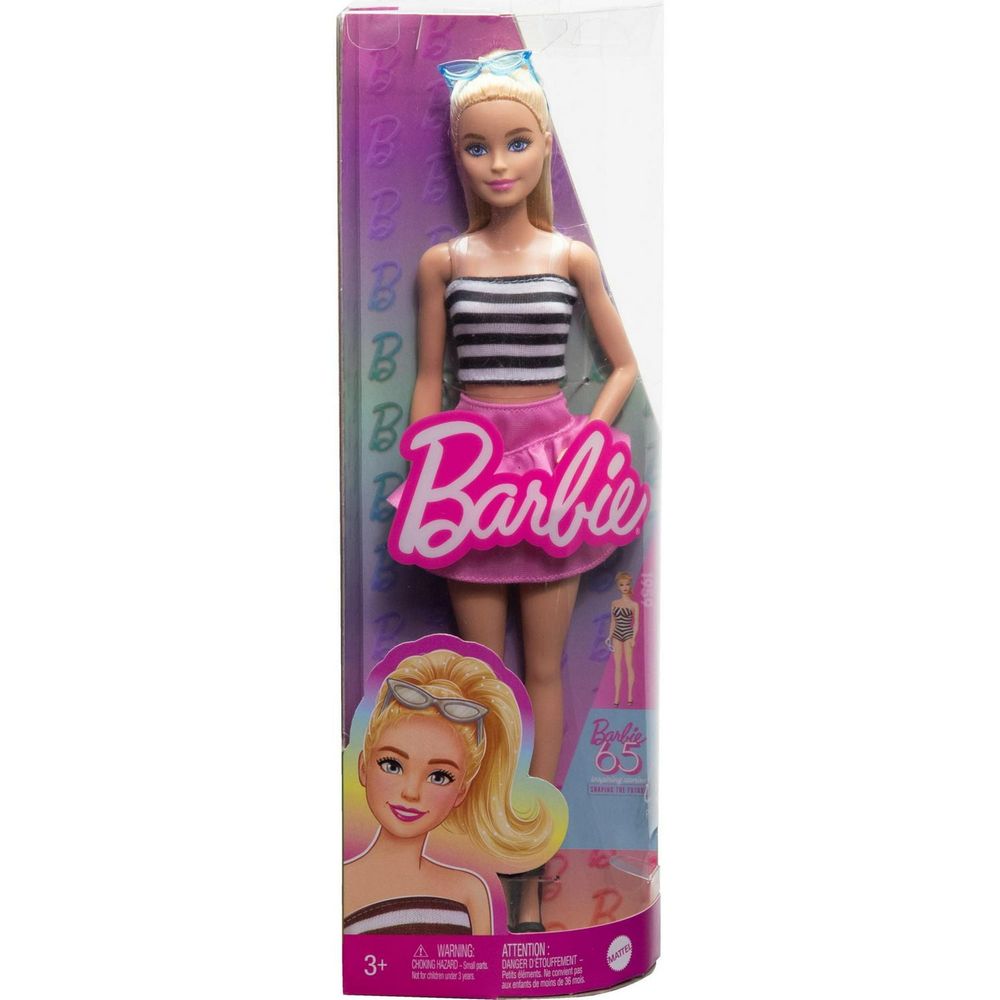 Barbie 65 Anos com Blusa Listrada e Saia - Mattel - Imagem 3