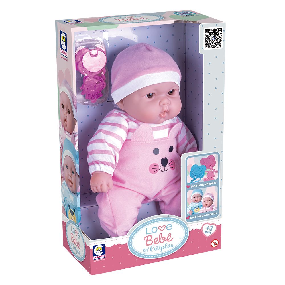 Boneca Love Bebê Macacão Rosa - Cotiplás - Imagem 3