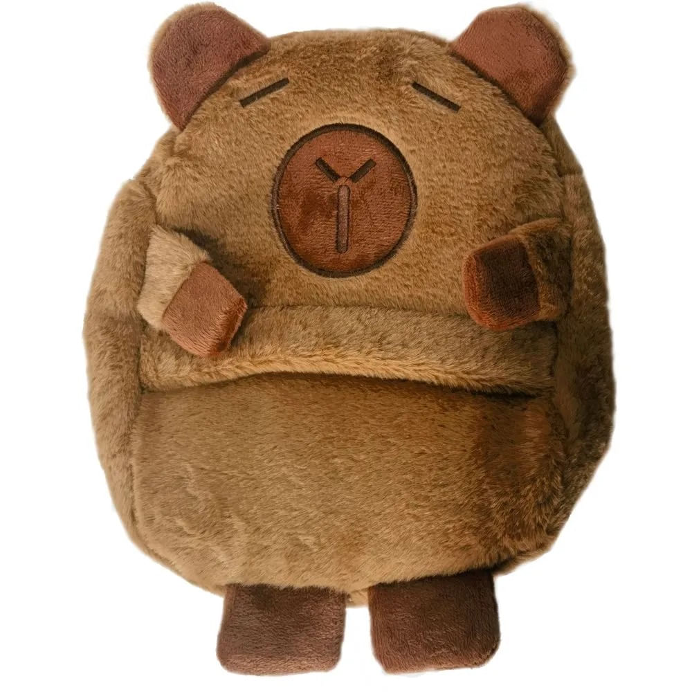 Kit Mochila Capivara com Orelhilha e Bracinho e Chaveiro Pelúcia Capivara com Fone Vermelho - BBR Toys - Imagem 2