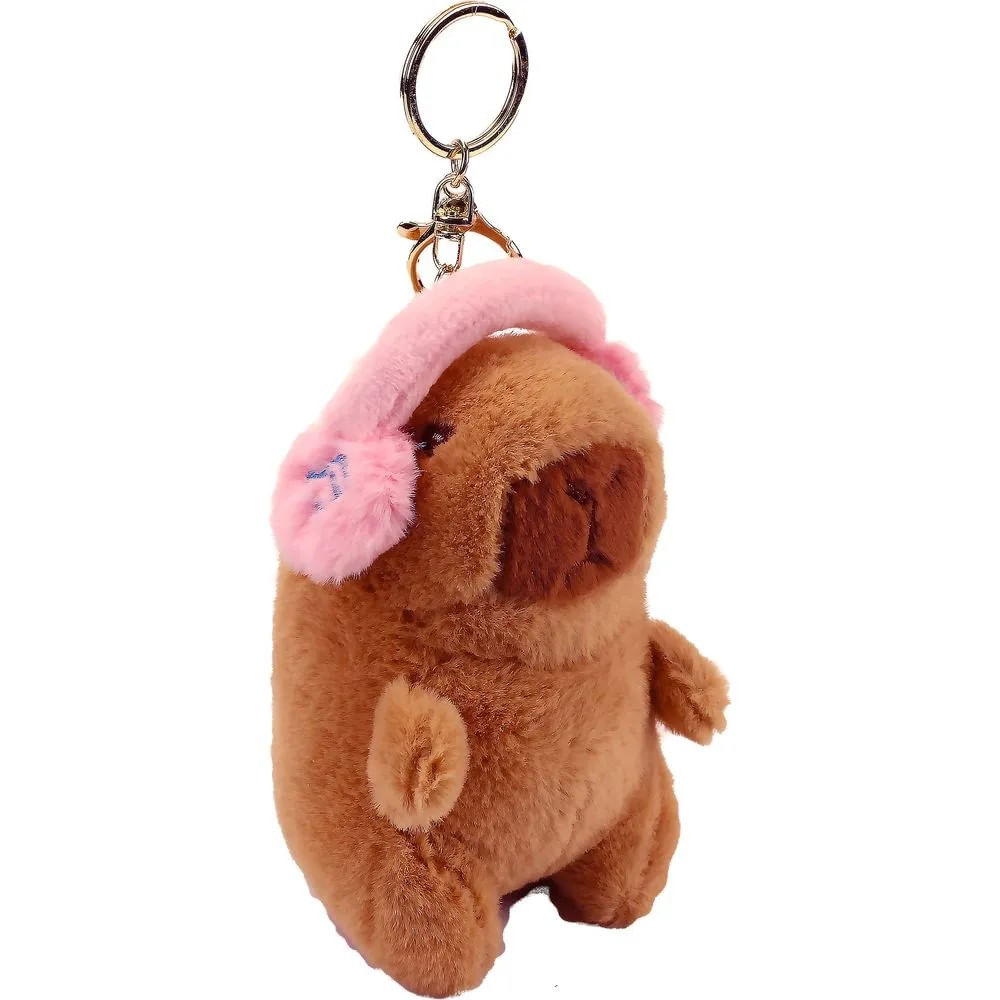 Kit Bolsinha Pelúcia Capivara e Chaveiro de Pelúcia Capivara com Fone Rosa - BBR Toys - Imagem 3