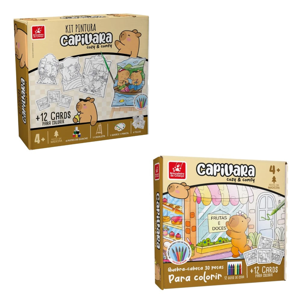 Kit Pintura Cozy e Comfy Capivara e Quebra-cabeça Cozy e Comfy Capivara - Brincadeira de Criança