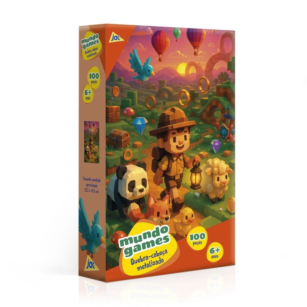 Quebra-Cabeça 100 Peças Mundo Games Metalizado - Toyster