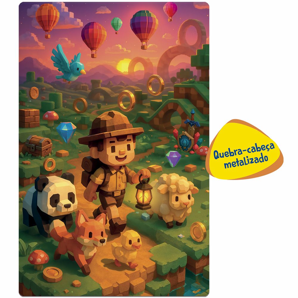 Quebra-Cabeça 100 Peças Mundo Games Metalizado - Toyster - Imagem 3