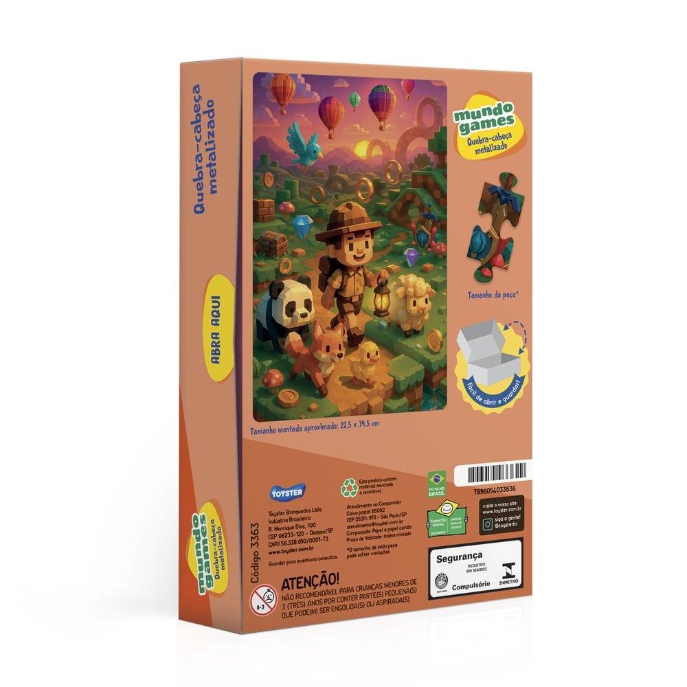 Quebra-Cabeça 100 Peças Mundo Games Metalizado - Toyster - Imagem 4