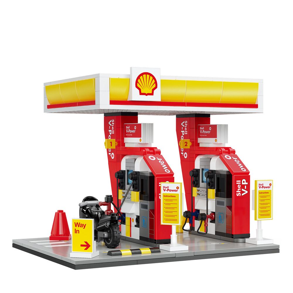CaDA Blocos de Montar Posto de Gasolina Shell Mini - Fun Divirta-se - Imagem 3