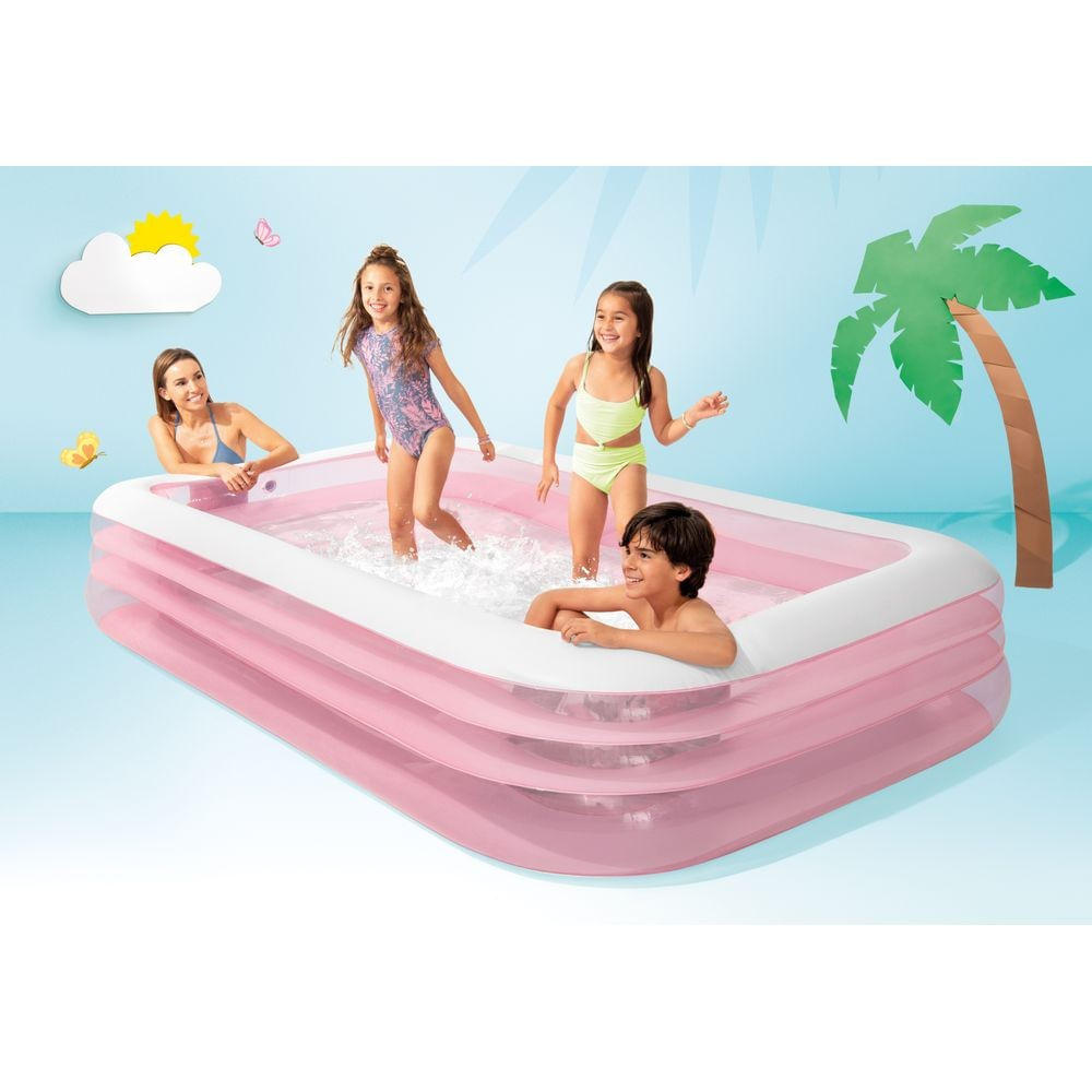 Piscina Familiar Retangular Rosa 1050 Litros - Intex - Imagem 2