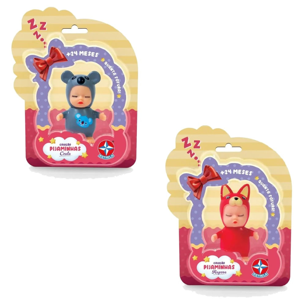 Kit Coleção Pijaminhas Mini Boneca Coala e Mini Boneca Raposa - Estrela
