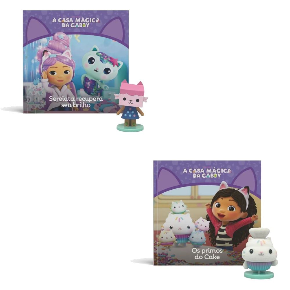 Kit Gabbys Dollhouse Livro Sereiata e Livro Os Primos do Cake - Fun Divirta-se