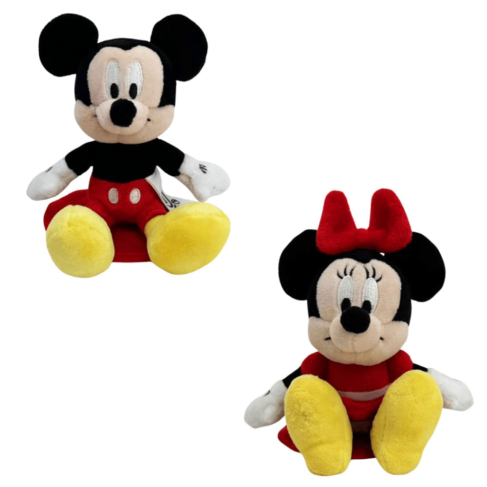 Kit Disney Pelúcia Mickey e Minnie de Ombro 10cm - Fun Divirta-se