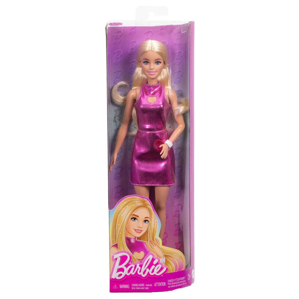 Barbie Fashionista Vestido Curto Rosa Metálico - Mattel - Imagem 2