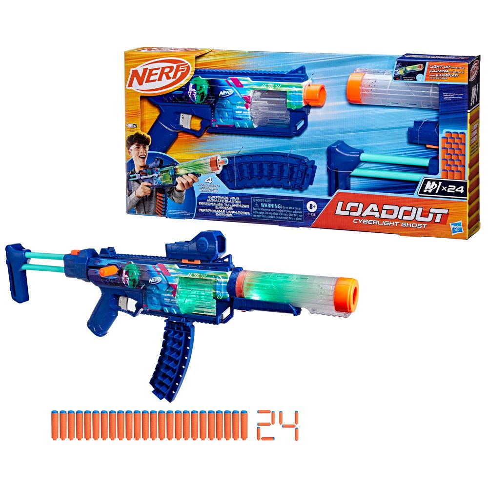 Lançador de Dardos Nerf Loadout Cyberlight Ghost - Hasbro
