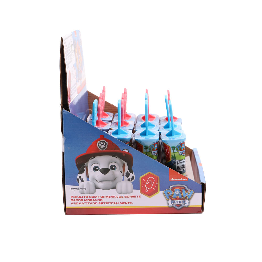 Kit Patrulha Canina Display 12 Pirulitos Forminha de Sorvete Sabor Morango - Fun Divirta-se - Imagem 2