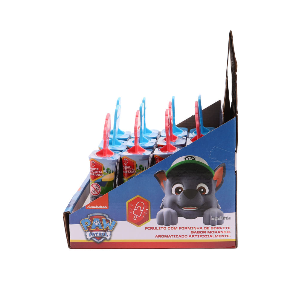 Kit Patrulha Canina Display 12 Pirulitos Forminha de Sorvete Sabor Morango - Fun Divirta-se - Imagem 3