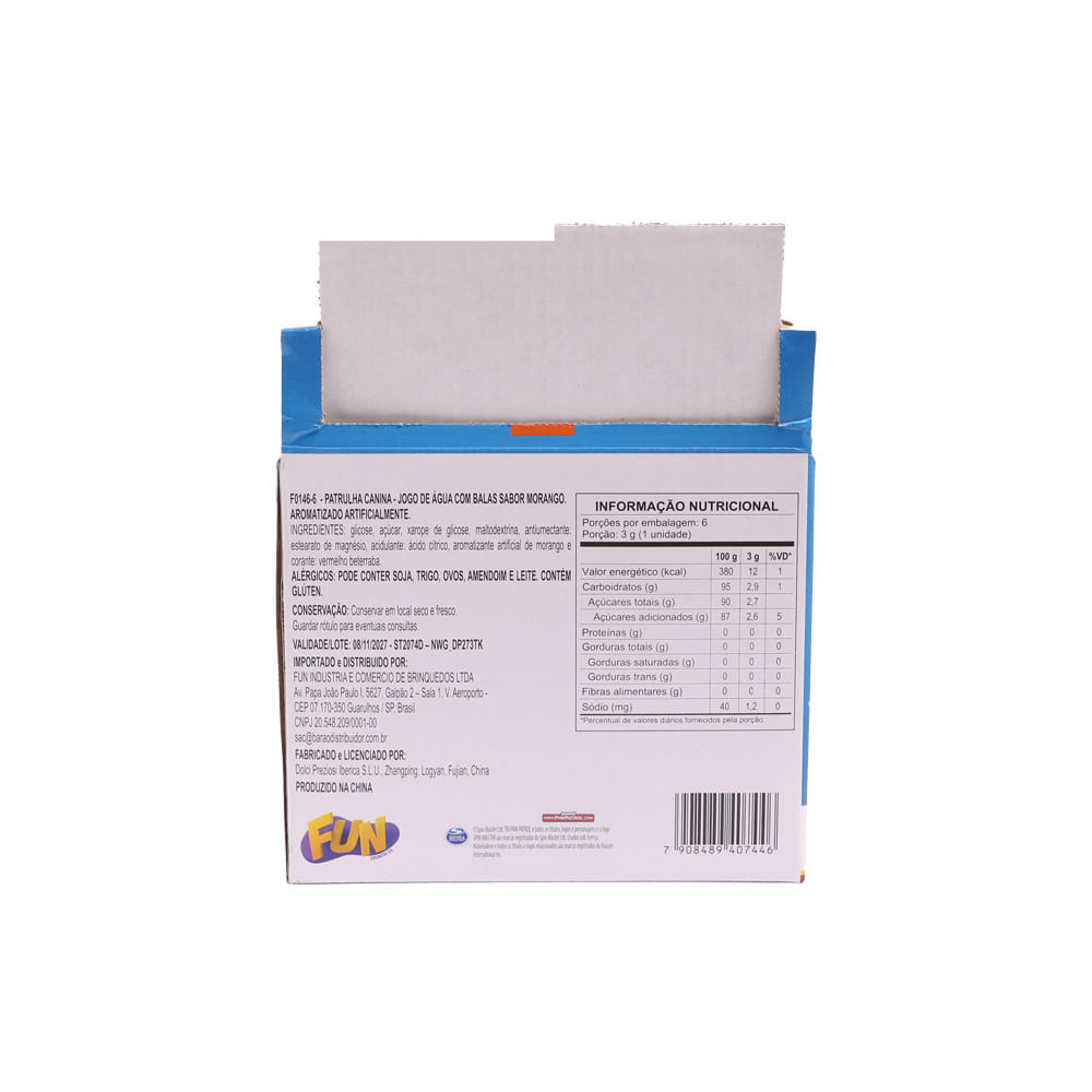Kit Patrulha Canina Display 6 Jogos de Água com Balas Sabor Morango - Fun Divirta-se - Imagem 10