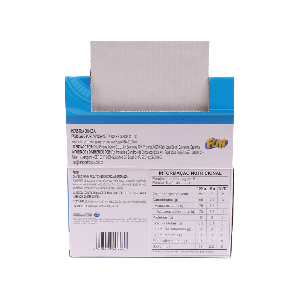 Kit Patrulha Canina Display 6 Chaveiros 3D com Pitulito Sabor Morango - Fun Divirta-se - Imagem 8