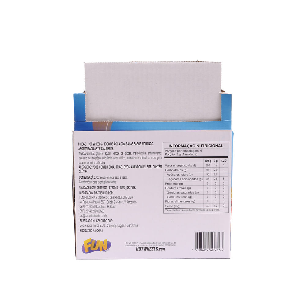 Kit Hot Wheels Display 6 Jogos de Água com Balas Sabor Morango - Fun Divirta-se - Imagem 10