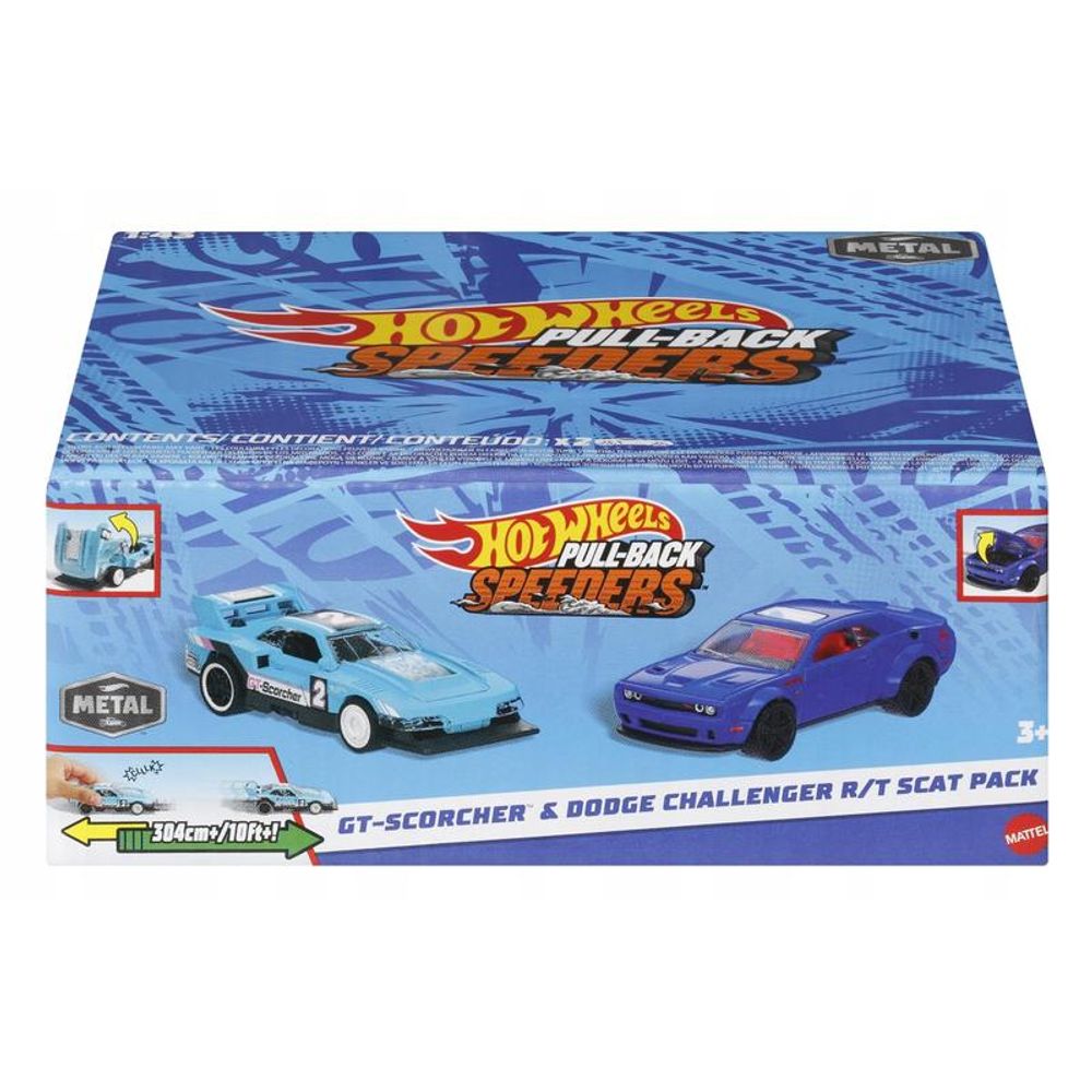 Hot Wheels Pullback GT-Scorcher e Dodge Challenger - Mattel