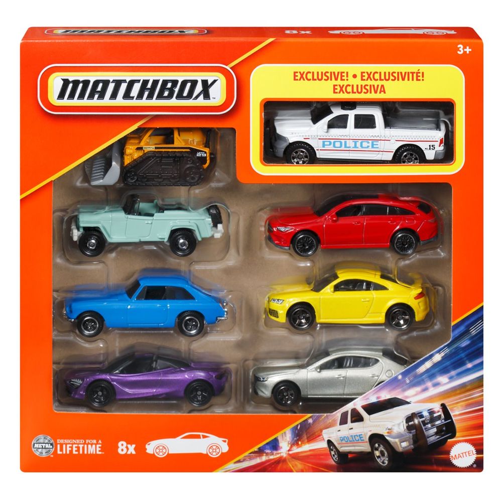 Matchbox Pacote com 8 Carros de Polícia - Mattel