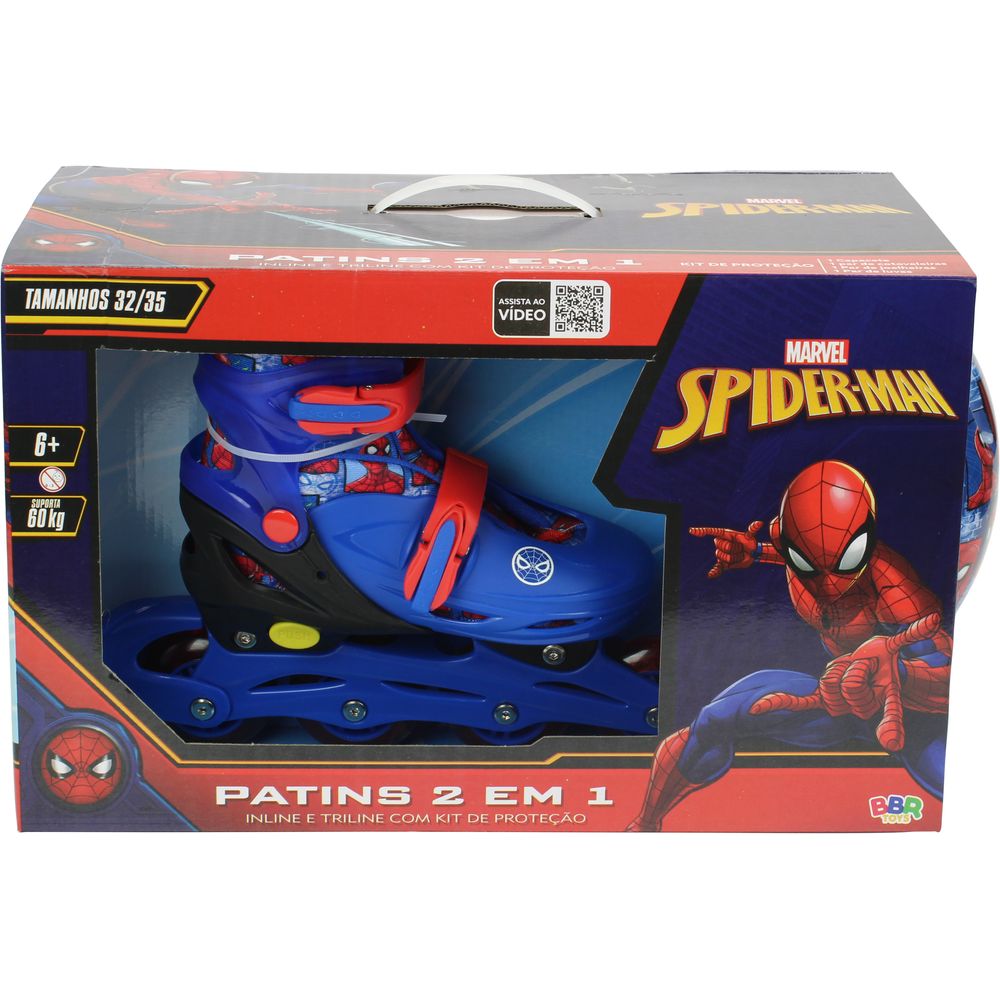 Patins 4 Rodas com Kit Proteção Spider-Man 32 ao 35 - BBR Toys - Imagem 4