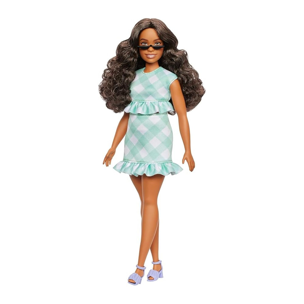 Barbie Fashionista Vestido Xadrez Verde Menta - Mattel - Imagem 2